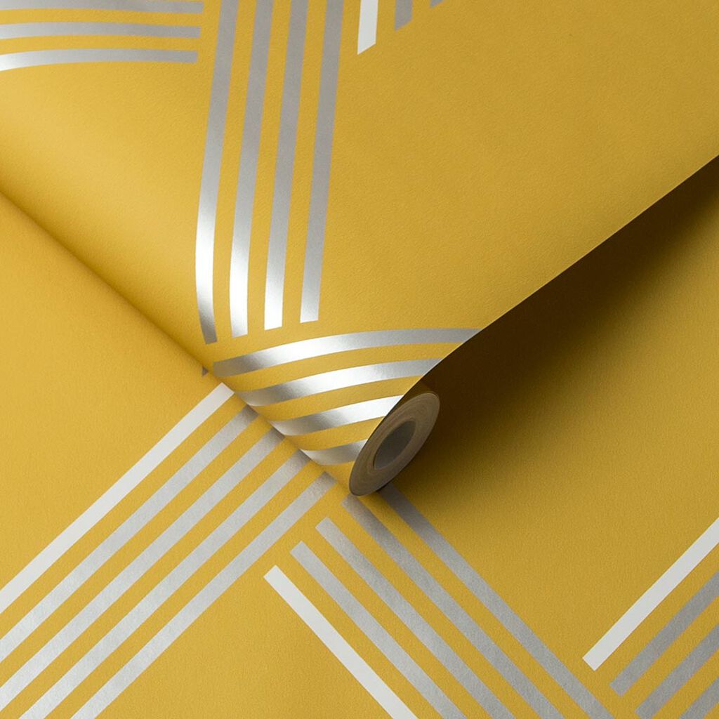 Vector Wallpaper - Lemon Silver - Graham & Brown - 105468 - Premier Wallcovering