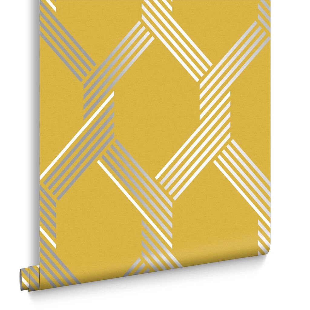 Vector Wallpaper - Lemon Silver - Graham & Brown - 105468 - Premier Wallcovering