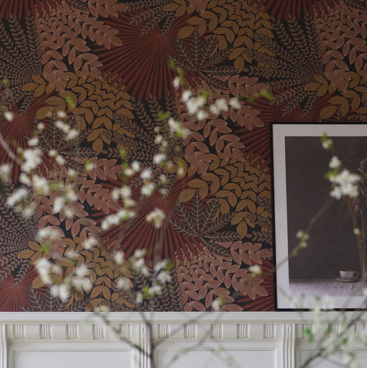 Velvet Leaves Wallpaper - Burgundy - Boråstapeter - 2259 - Premier Wallcovering