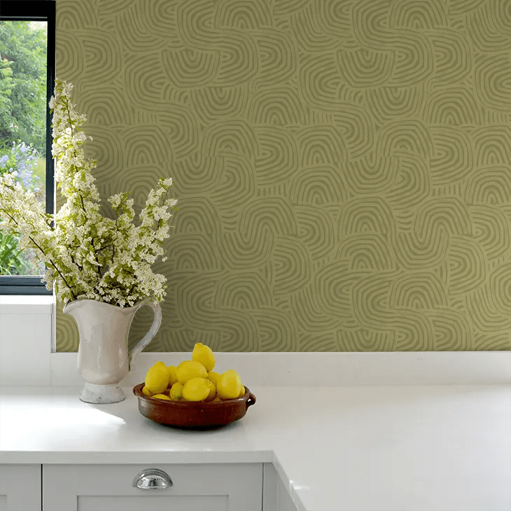 Venation Wallpaper - Olive - Ohpopsi - GHS50130W - Premier Wallcovering