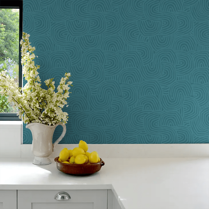 Venation Wallpaper - Teal - Ohpopsi - GHS50127W - Premier Wallcovering