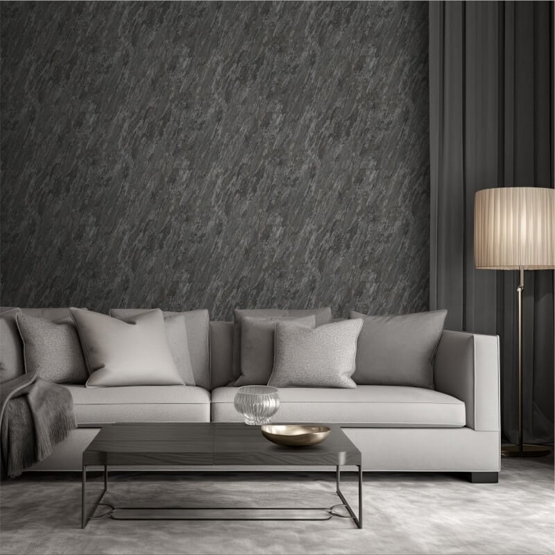 Venezia Marble Metallic Wallpaper - Black - Muriva - M66329 - Premier Wallcovering