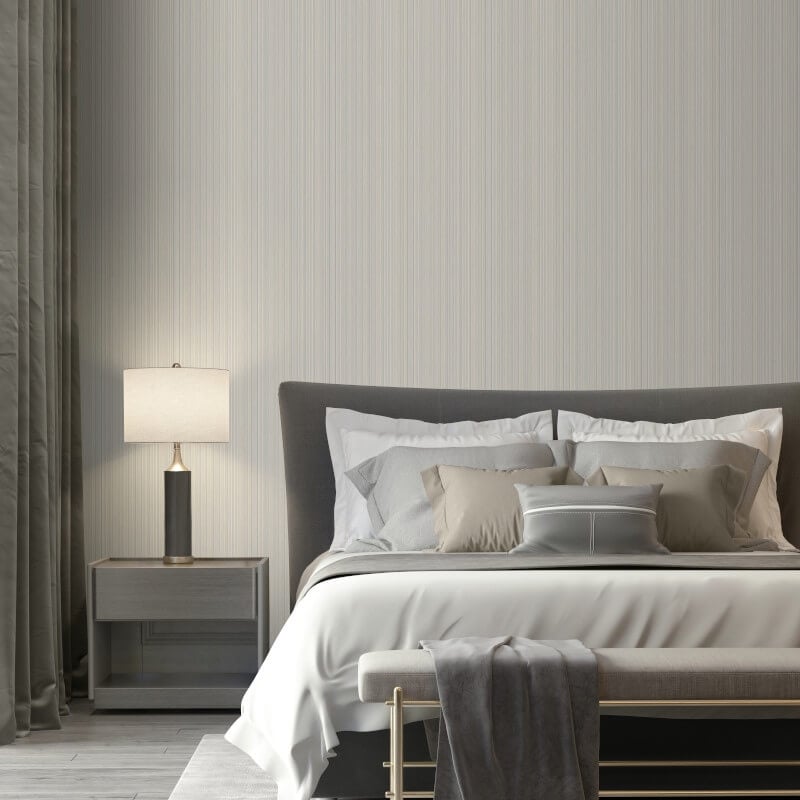 Venezia Stripe Metallic Wallpaper - Beige - Muriva - M66507 - Premier Wallcovering