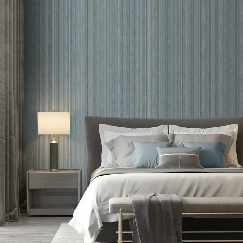 Venezia Stripe Metallic Wallpaper - Blue - Muriva - M66501 - Premier Wallcovering