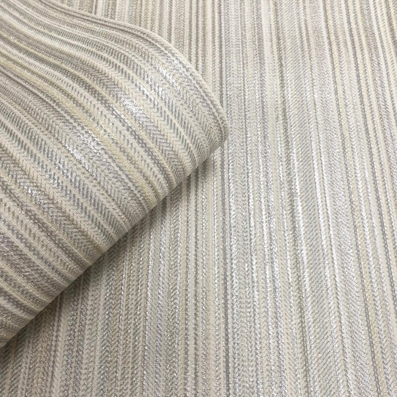 Venezia Stripe Metallic Wallpaper - Beige - Muriva - M66507 - Premier Wallcovering
