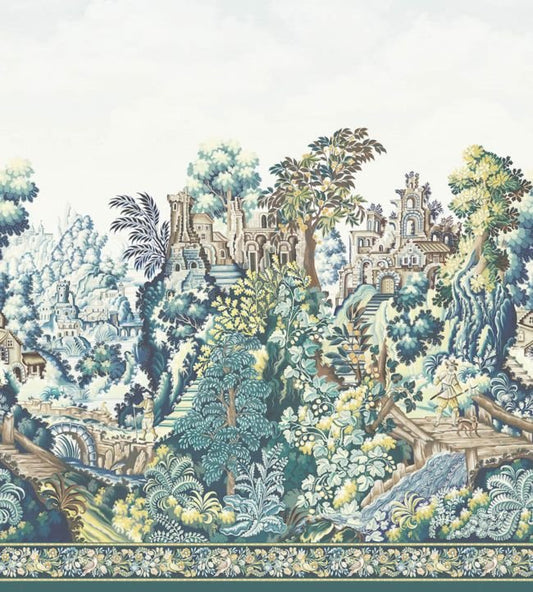 Verdure Tapestry Silk Wallpaper - Viridian, Teal, Ink & Chartreuse - 118/17039 - Cole & Son - Premier Wallcovering
