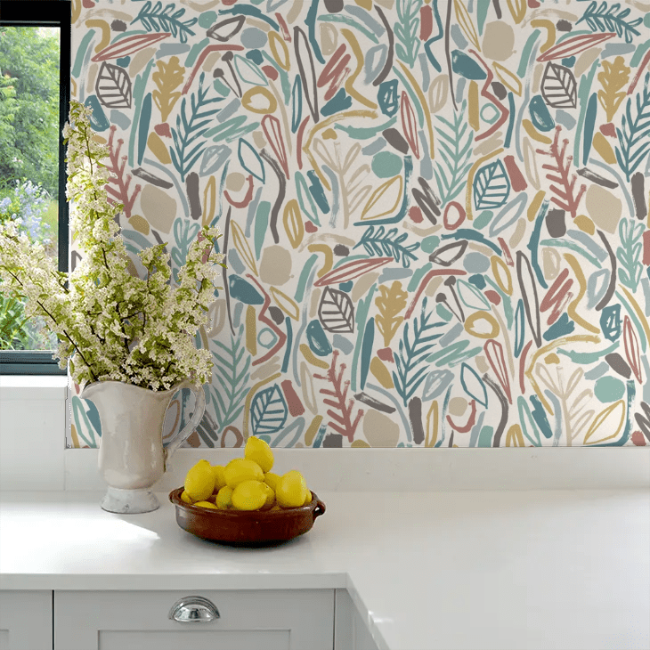Verdure Wallpaper - Teal & Cinnamon - Ohpopsi - GHS50148W - Premier Wallcovering