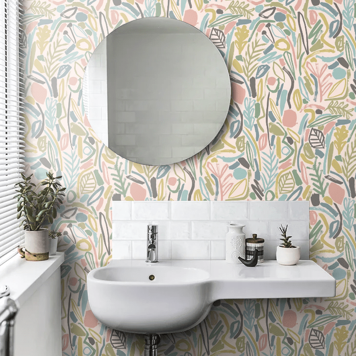 Verdure Wallpaper - Blush & Petrol - Ohpopsi - GHS50147W - Premier Wallcovering