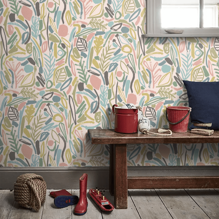 Verdure Wallpaper - Blush & Petrol - Ohpopsi - GHS50147W - Premier Wallcovering