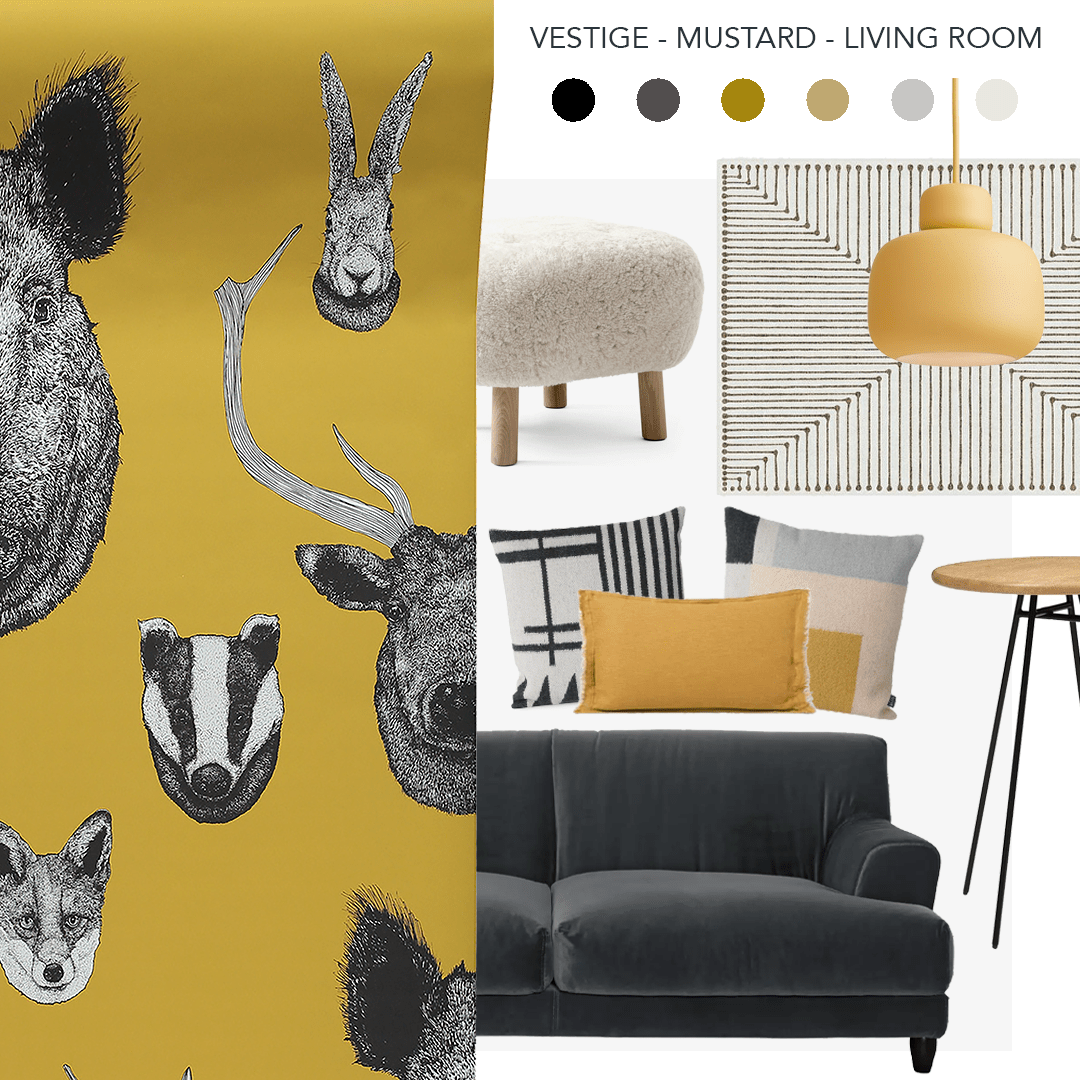 Vestige Wallpaper - Mustard - The Graduate Collection - LB1VEWALMUS - Premier Wallcovering