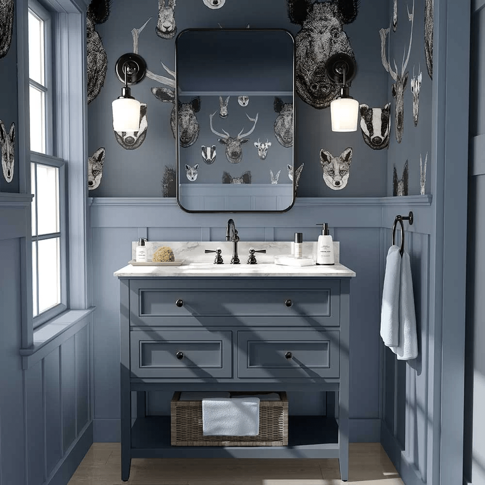 Vestige Wallpaper - Blue - The Graduate Collection - LB1VEWALBLUE - Premier Wallcovering