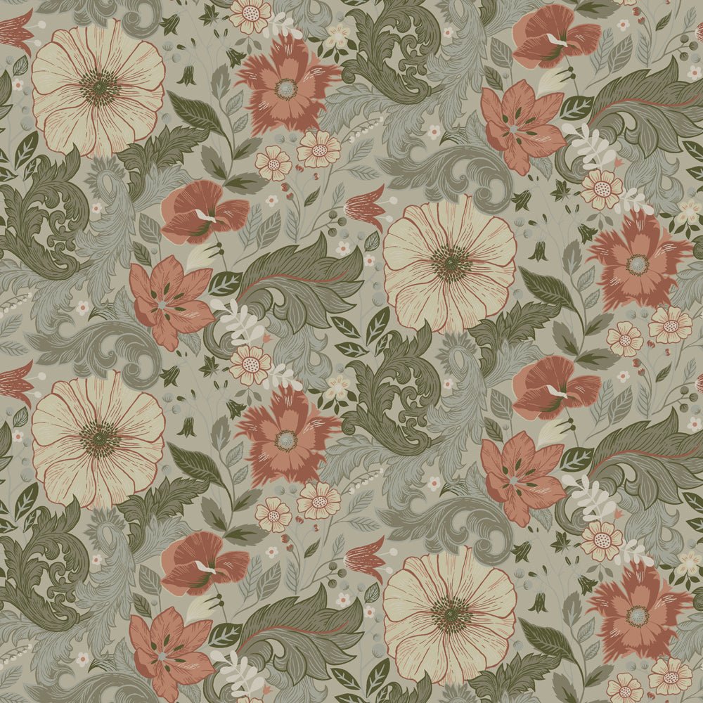 Victor Wallpaper - Light Green/Orange - Midbec - 13110 - Premier Wallcovering