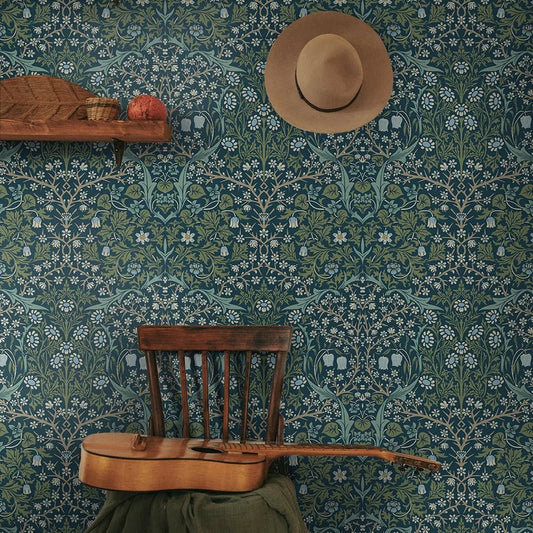Victorian Garden Wallpaper - Teal - NextWall - NW44502 - Premier Wallcovering