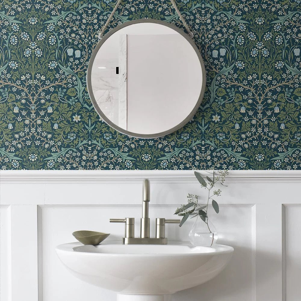 Victorian Garden Wallpaper - Teal - NextWall - NW44502 - Premier Wallcovering