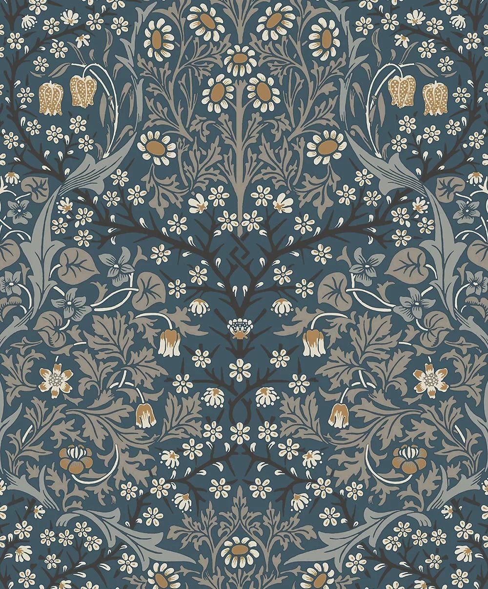 Victorian Garden Wallpaper - Navy Blue - NextWall - NW44512 - Premier Wallcovering