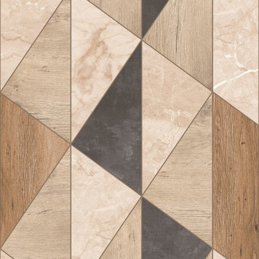 Vigo Geometric Metallic Wallpaper - Brown - Grandeco - A65103 - Premier Wallcovering