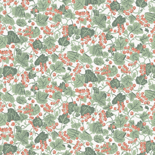Vinbärsplock Wallpaper - Green & Red - Midbec - 26018 - Premier Wallcovering