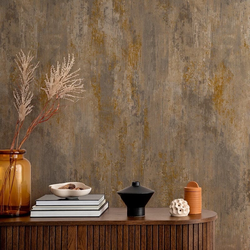 Vincenzo Distressed Texture Metallic Wallpaper - Taupe - Grandeco - 191313 - Premier Wallcovering