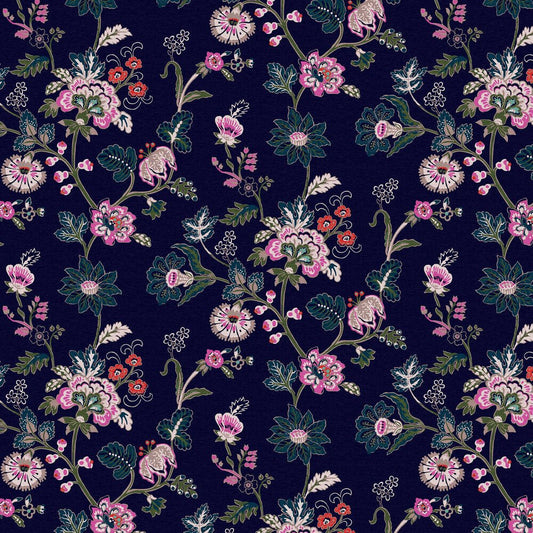 Vine Cottage Floral Royal Wallpaper - Navy - Joules - 118573 - Premier Wallcovering
