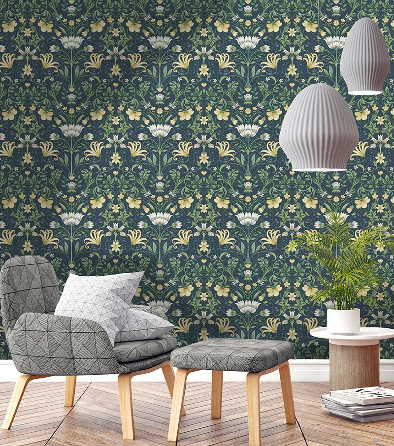 Vintage Floral Wallpaper - Navy - Holden Décor - 13391 - Premier Wallcovering