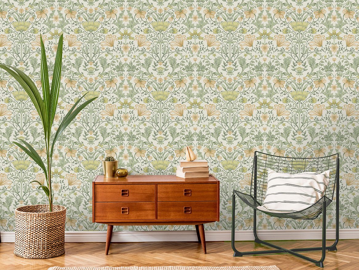 Vintage Floral Wallpaper - Cream/Ochre - Holden Décor - 13392 - Premier Wallcovering