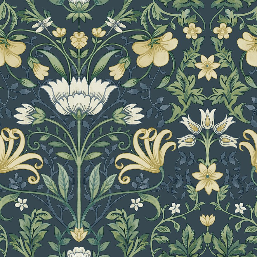 Vintage Floral Wallpaper - Navy - Holden Décor - 13391 - Premier Wallcovering