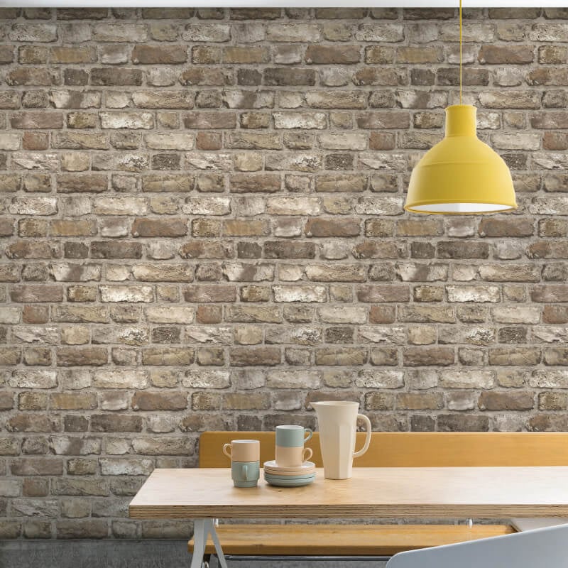 Vintage House Brick Wallpaper - Natural - Grandeco - A28904 - Premier Wallcovering