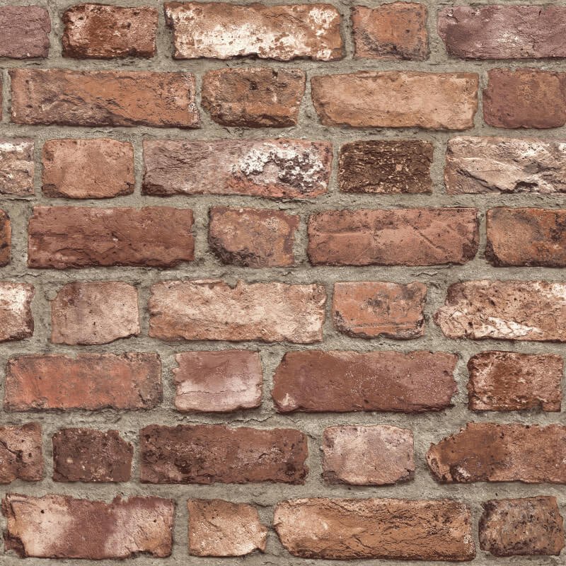 Vintage House Brick Wallpaper - Red - Grandeco - A28901 - Premier Wallcovering