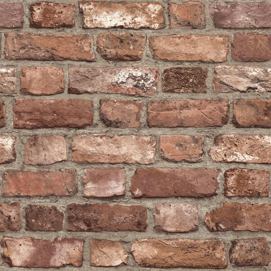 Vintage House Brick Wallpaper - Red - Grandeco - A28901 - Premier Wallcovering