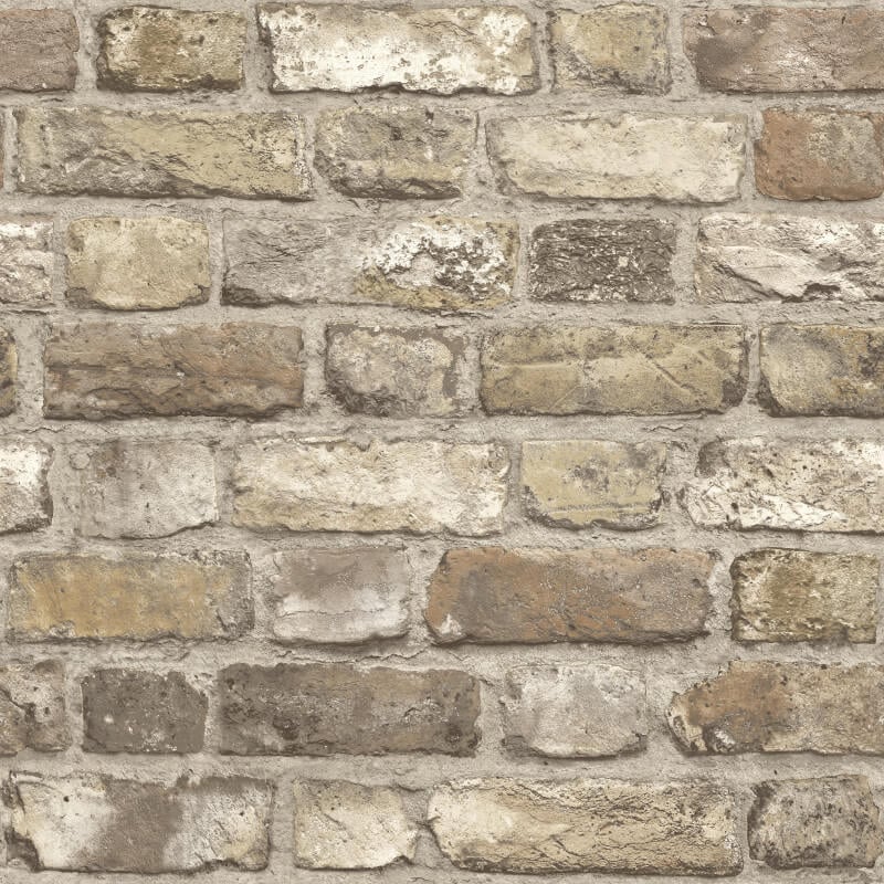 Vintage House Brick Wallpaper - Natural - Grandeco - A28904 - Premier Wallcovering