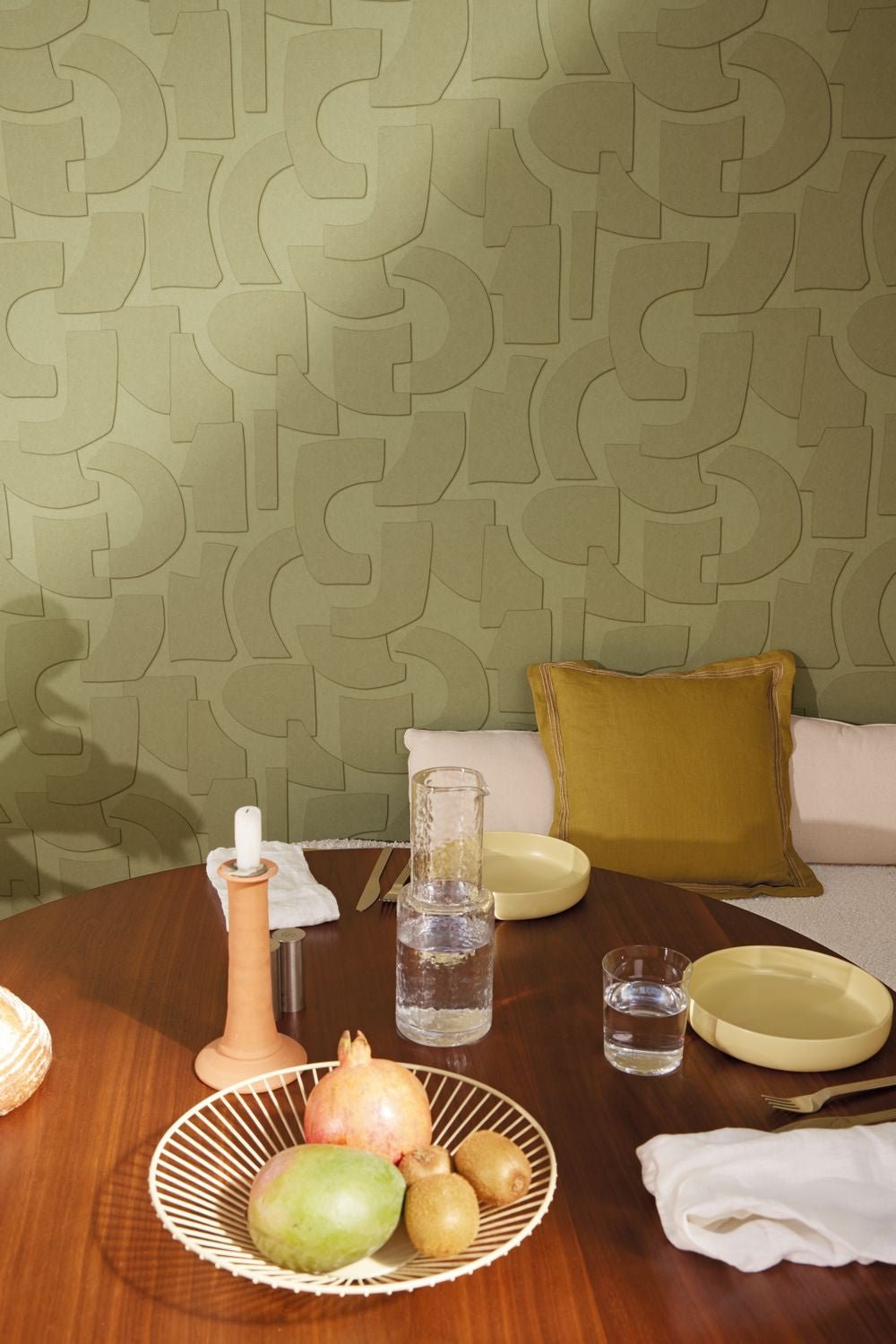 Volume Wallpaper - Vert Kaki - Caselio - 106057112 - Premier Wallcovering