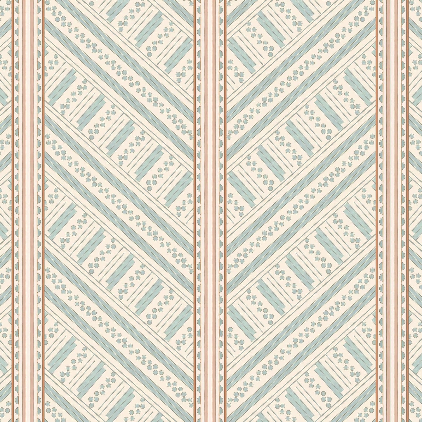 Vondel Wallpaper - Cream and Blue - Ottoline - W/VON/3 - Premier Wallcovering