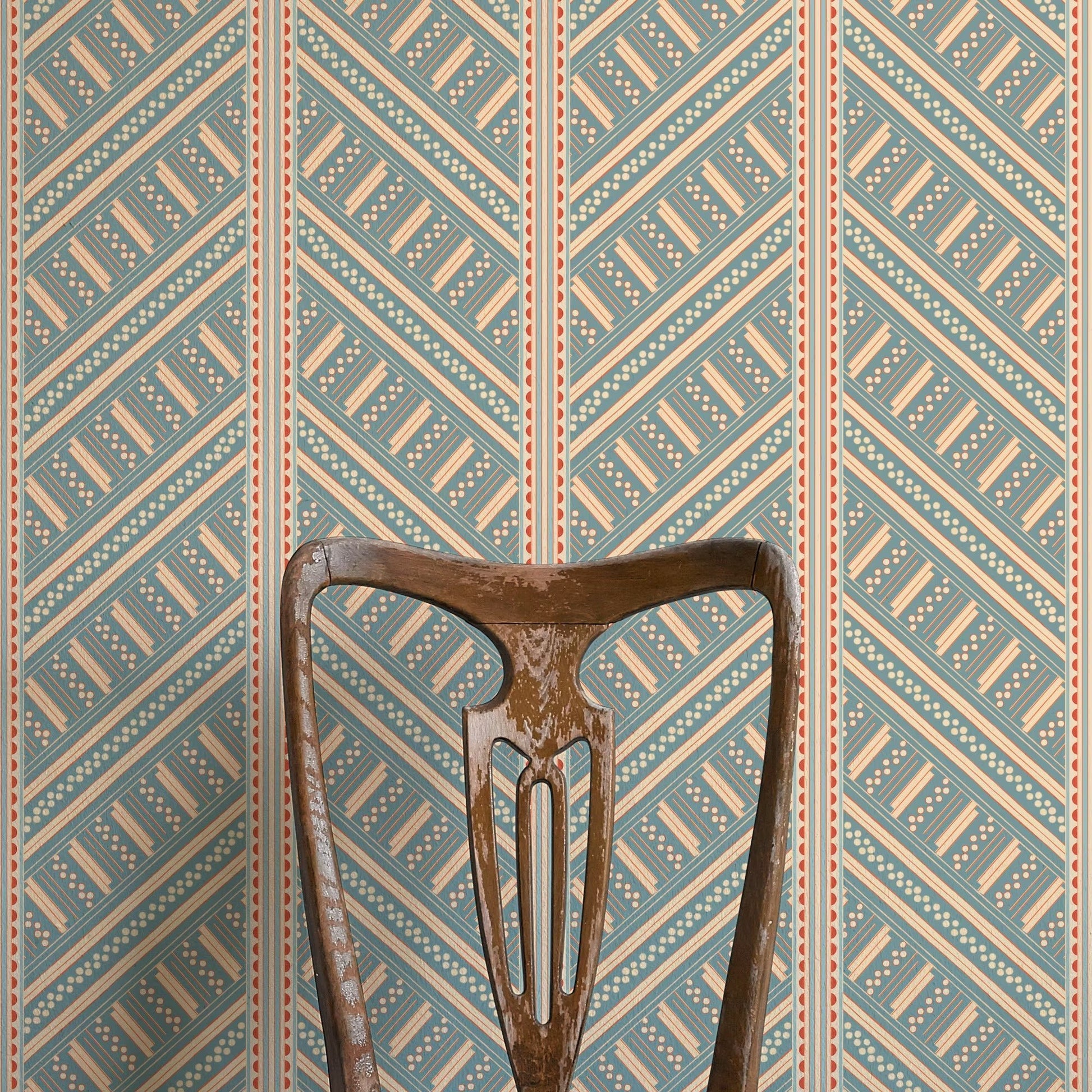 Vondel Wallpaper - Blue and Red - Ottoline - W/VON/5 - Premier Wallcovering