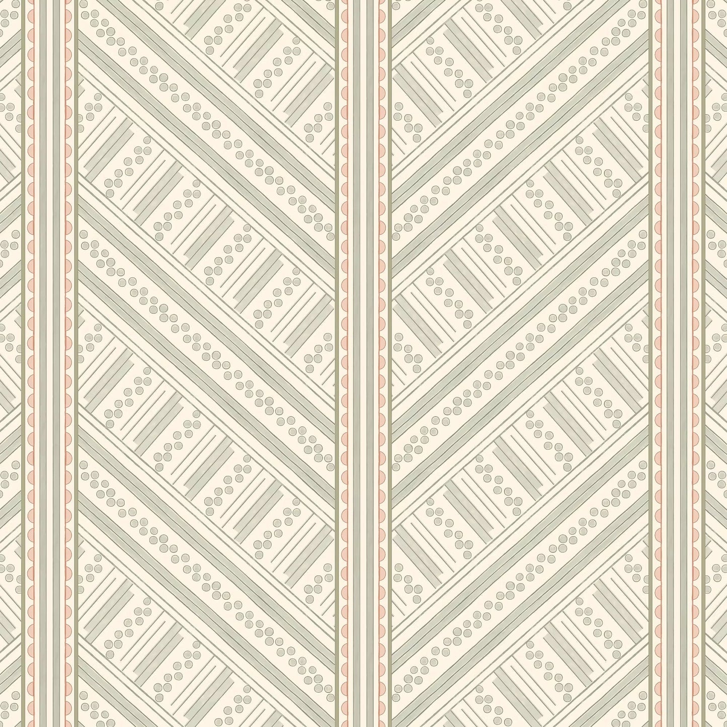 Vondel Wallpaper - Cream and Sage - Ottoline - W/VON/2 - Premier Wallcovering
