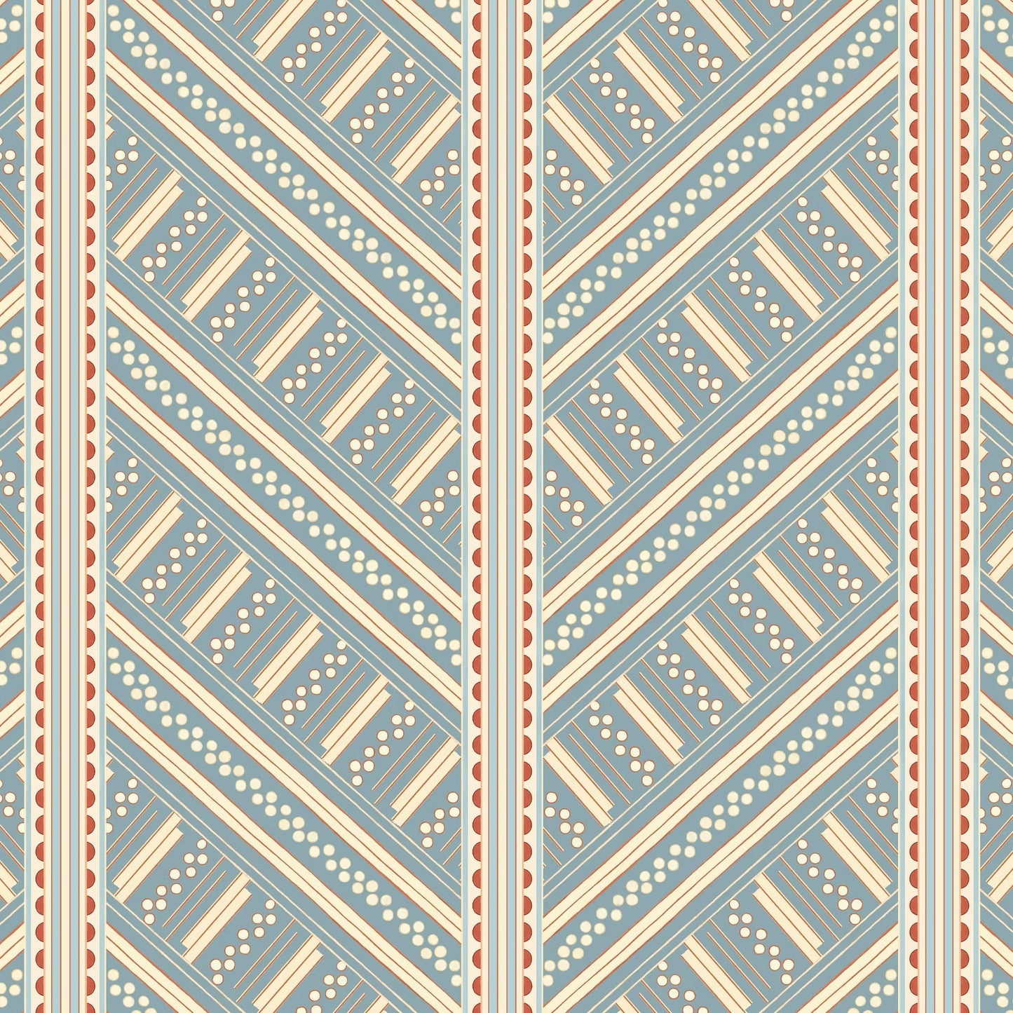 Vondel Wallpaper - Blue and Red - Ottoline - W/VON/5 - Premier Wallcovering