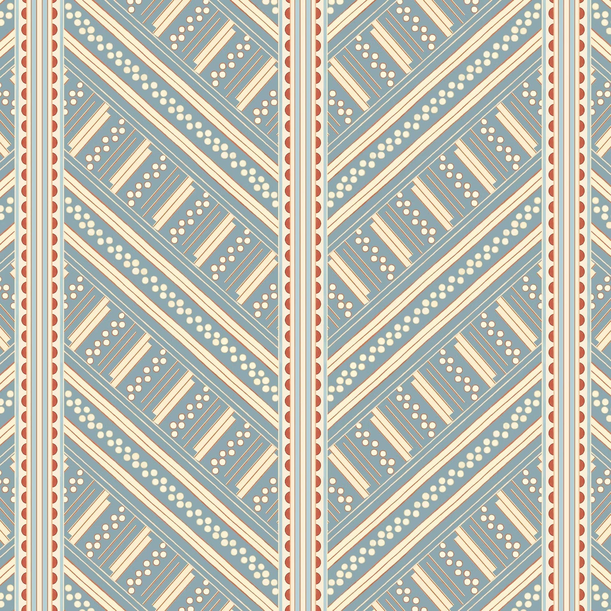 Vondel Wallpaper - Blue and Red - Ottoline - W/VON/5 - Premier Wallcovering