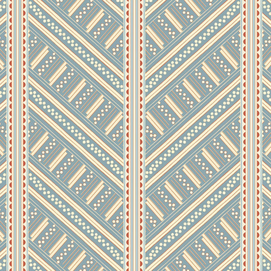 Vondel Wallpaper - Blue and Red - Ottoline - W/VON/5 - Premier Wallcovering