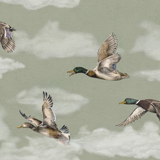 Voyage Wallpaper - Laurel Green - Summer Gray - Premier Wallcovering