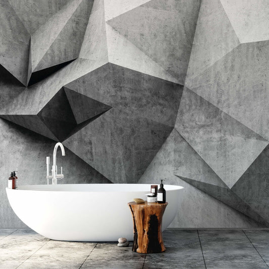 3D Concrete Wall Mural - Silver - Anaglypta - 5496-8 - Premier Wallcovering
