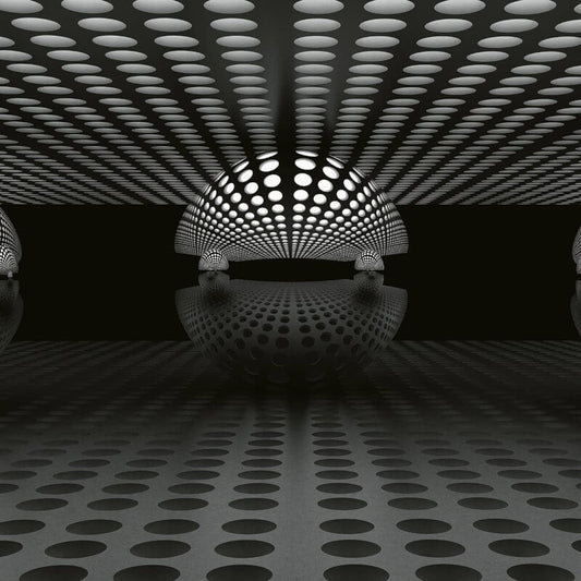 3D Sphere Wall Mural - Silver/Black/White - Anaglypta - 5042-8 - Premier Wallcovering