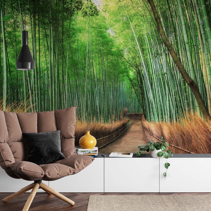Bamboo Grove Kyoto Wall Mural - Green - Anaglypta - 5460-8 - Premier Wallcovering