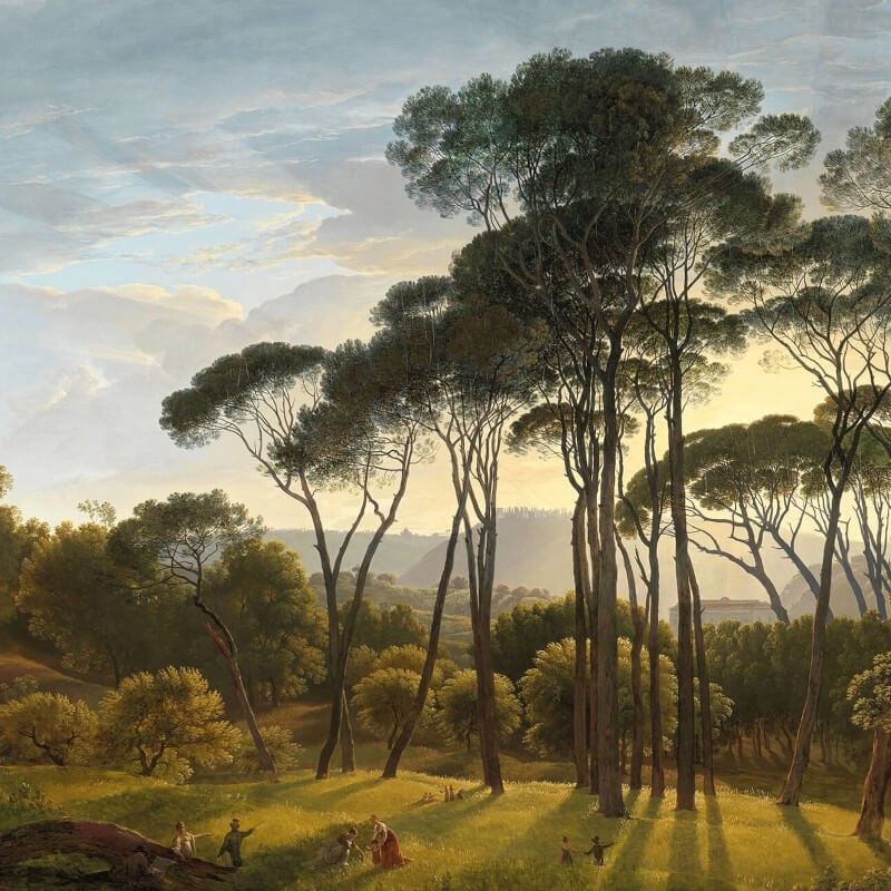 Classic Italian Landscape Wall Mural - Green - Anaglypta - 5436-8 - Premier Wallcovering