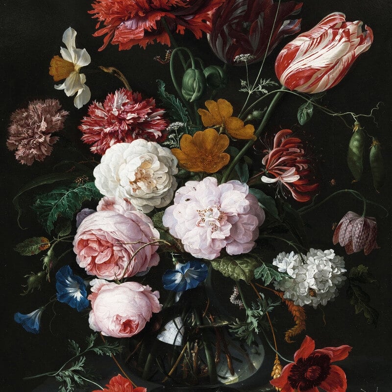 De Heem Vase of Flowers Wall Mural - Multi - Anaglypta - 5466-4 - Premier Wallcovering