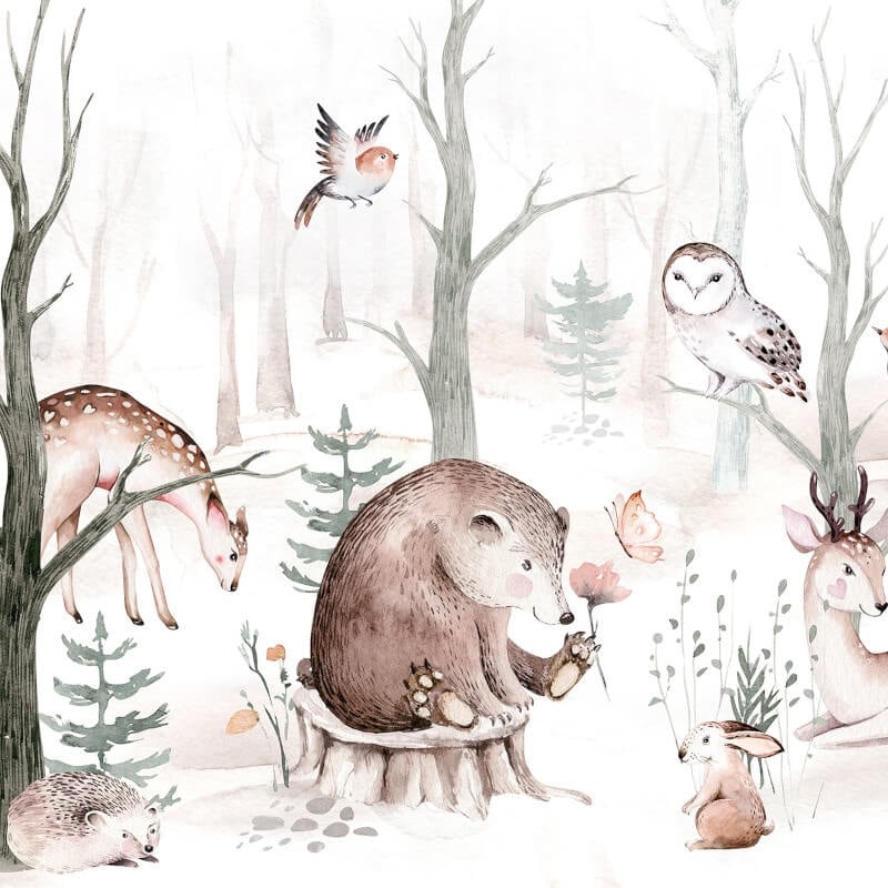 Kvilis Animal Friends Wall Mural - Forest - Anaglypta - 5510-8 - Premier Wallcovering