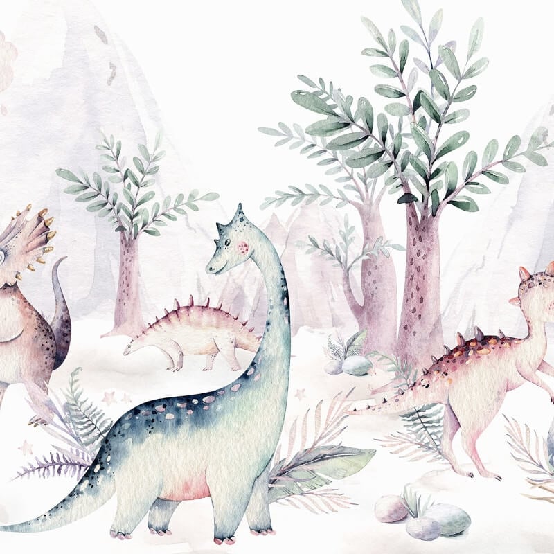 Kvilis Dinosaur Animal Friends Wall Mural - Multi - Anaglypta - 5524-8 - Premier Wallcovering