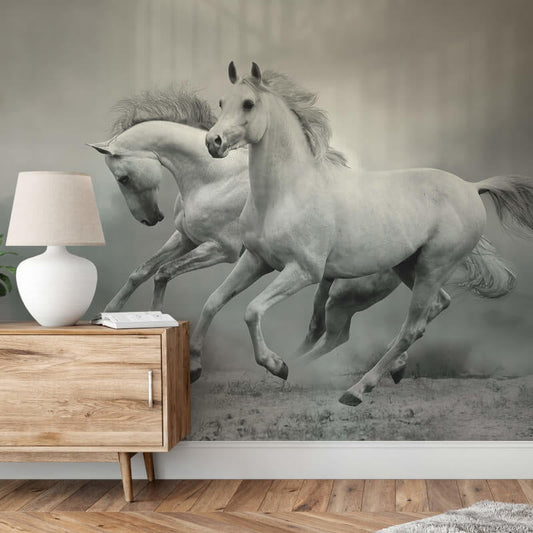 Wild Horses Wall Mural - White - Anaglypta - 5519-8 - Premier Wallcovering
