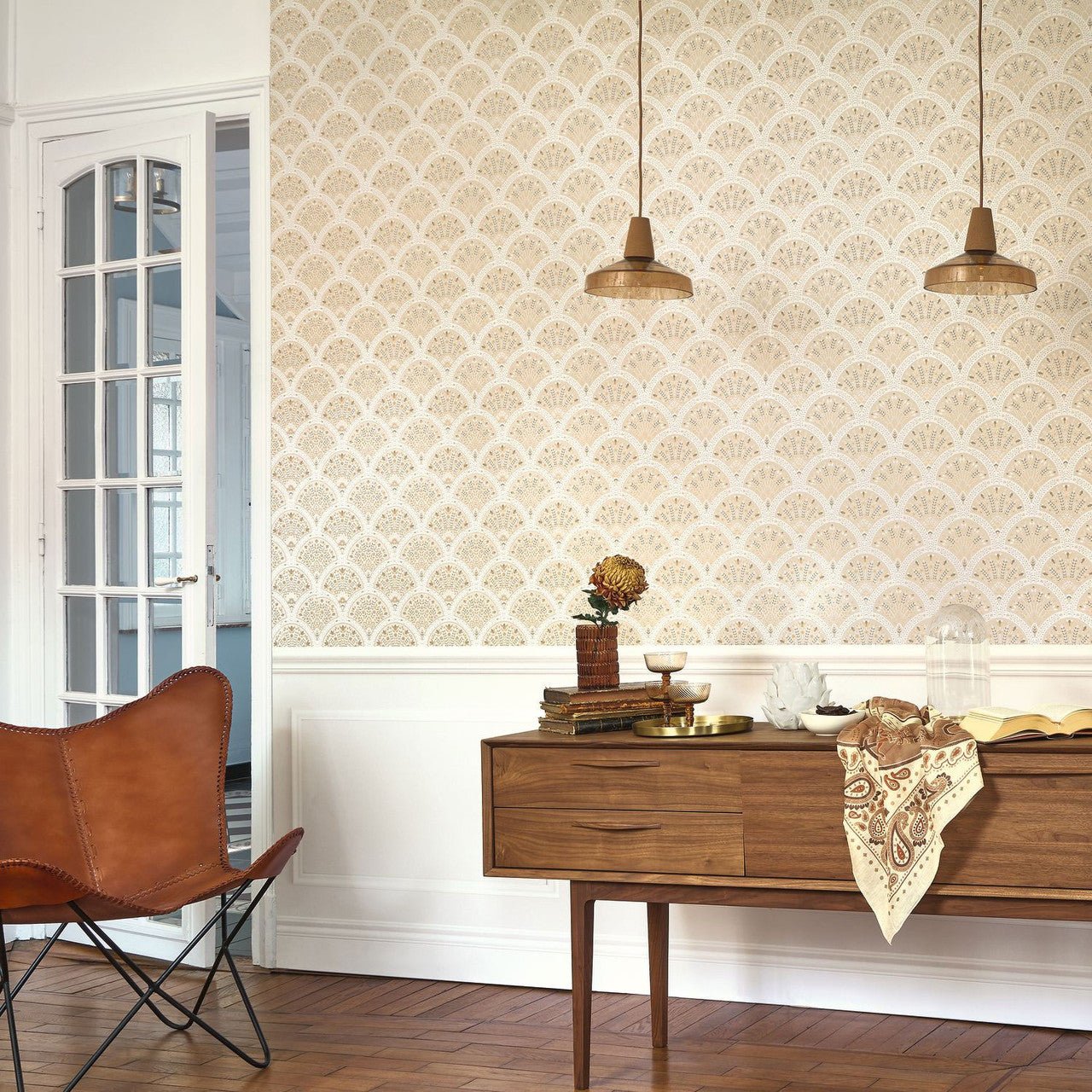 Wallace Heritage Wallpaper - Beige Creme - Casadeco - 201191324 - Premier Wallcovering