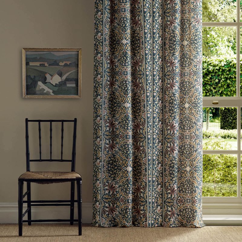 Walthamstow Fabric - Indigo/Gold - Morris & Co - 227364 - Premier Wallcovering