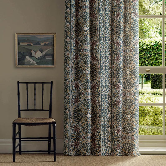 Walthamstow Fabric - Indigo/Gold - Morris & Co - 227364 - Premier Wallcovering