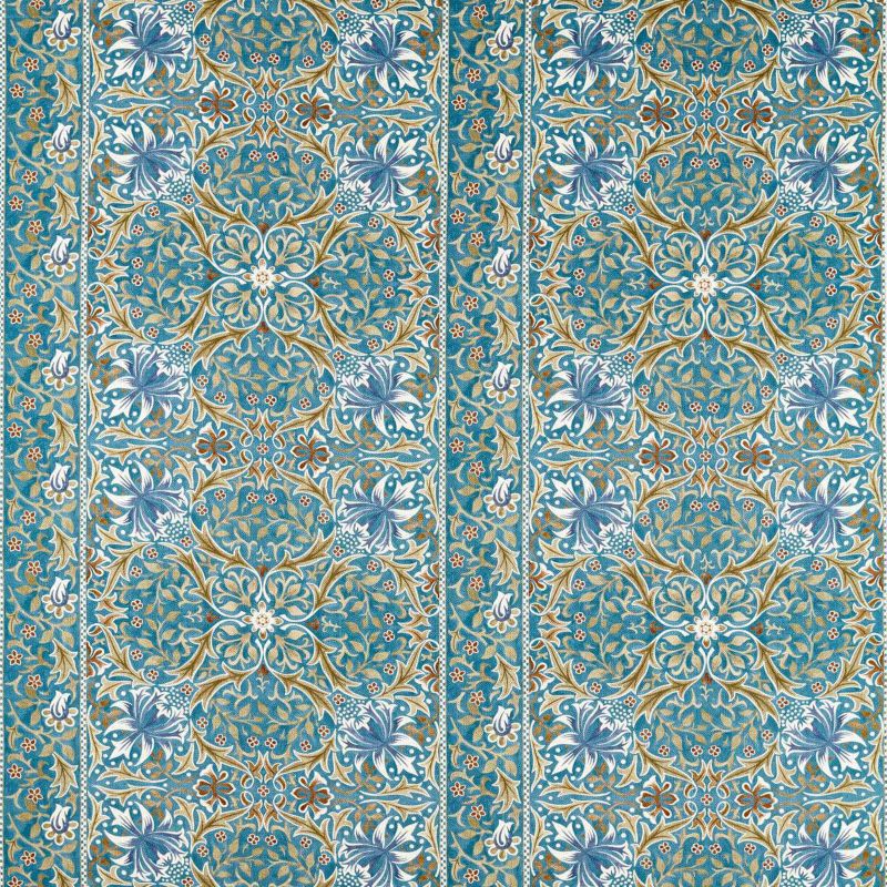 Walthamstow Fabric - Teal/Ochre - Morris & Co - 227365 - Premier Wallcovering